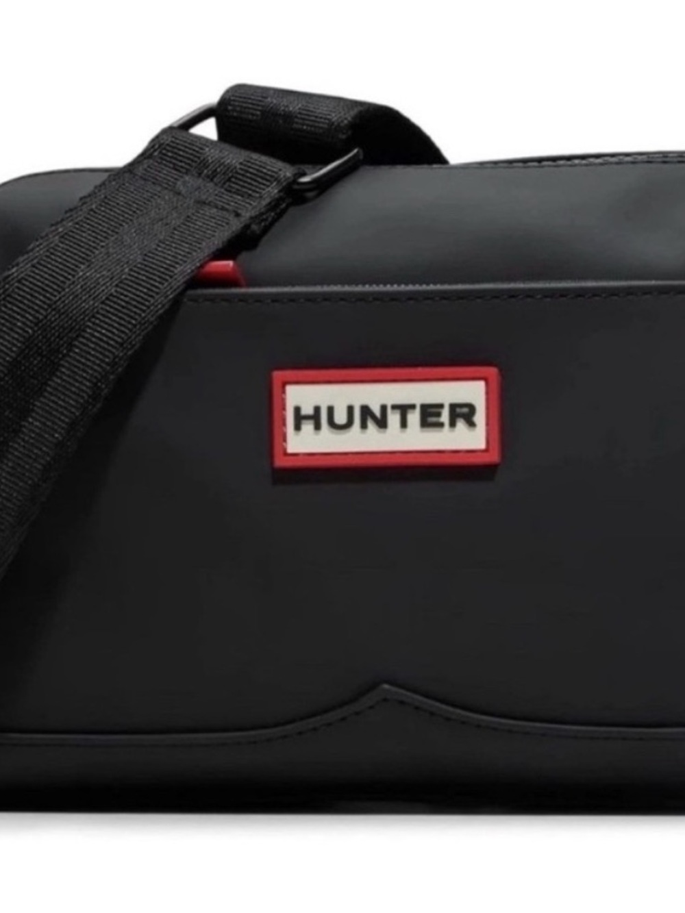 Hunter Black crossbody Bag with Red-Trim Logo